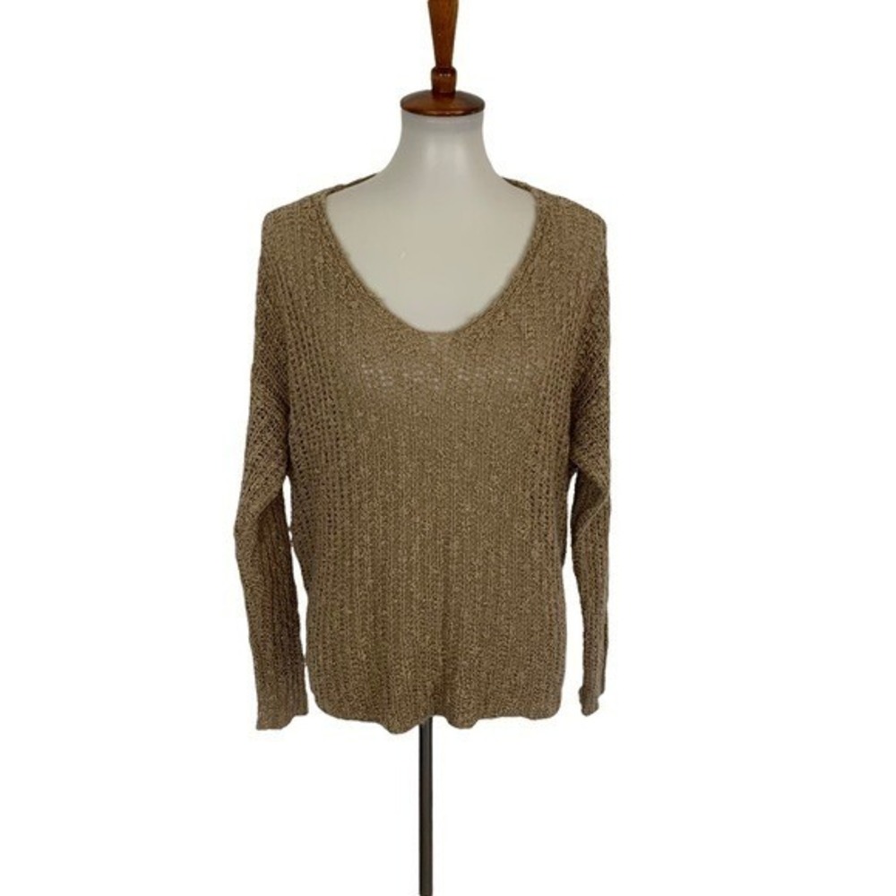 Altard State‎ M L Beige Open Back Twist Knit Sweater Boho Chic Cozy Pullover